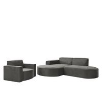 SOFASET Palma Ecksofa Sessel Opera - Anthrazit, Holzwerkstoff/Textil (236/78/165cm) - Fun Möbel