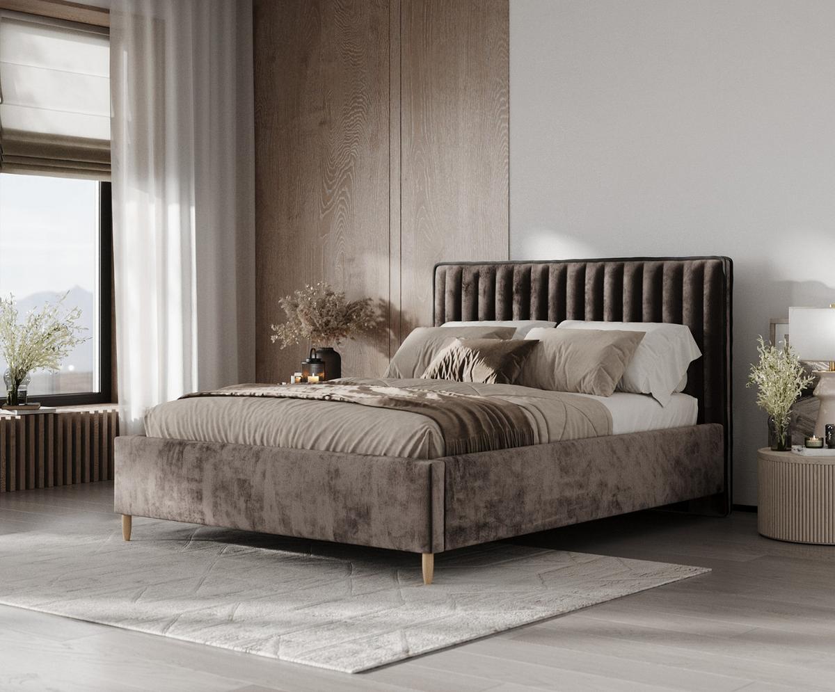 POLSTERBETT Aria 160/200 cm Braun im Lotta Stoff - Naturfarben/Braun, Holz/Holzwerkstoff (160/200cm) - AltaBeds