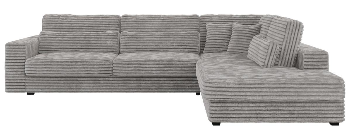 ECKSOFA Savona Hellgrau breiter Cord - rechts - Hellgrau/Schwarz, Kunststoff/Textil (249/316cm) - MKS