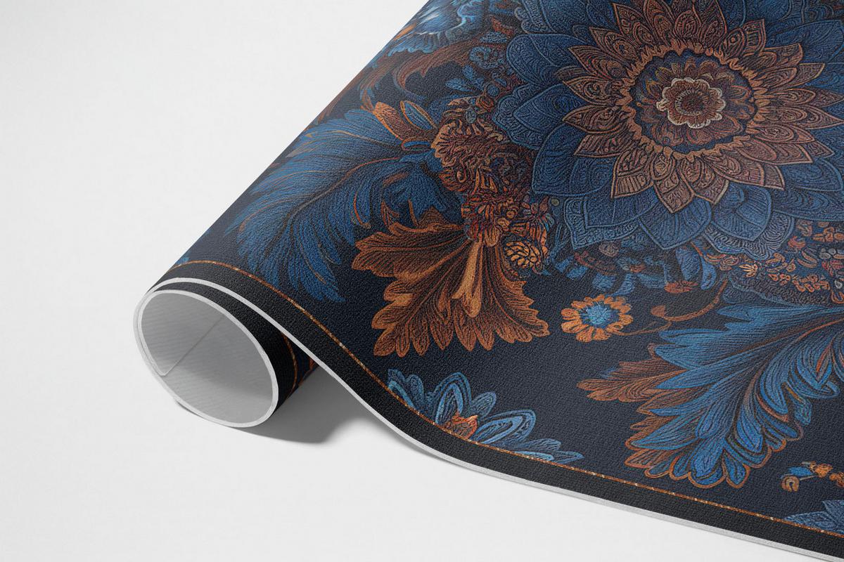 TEPPICH 150x225 cm Elegante Blumen Vintage Arrangement - Blau, Kunststoff (150/225cm) - Wallfluent