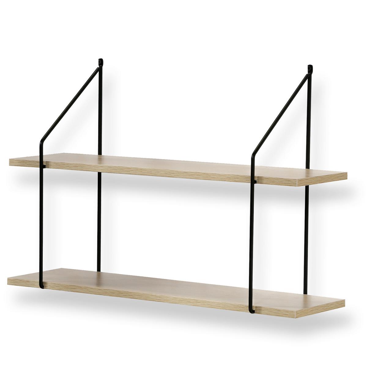 ZWEISTÖCKIGES Wandregal im Holzdekor L60 cm - Eichefarben, Holzwerkstoff (15/40/4cm) - Calicosy
