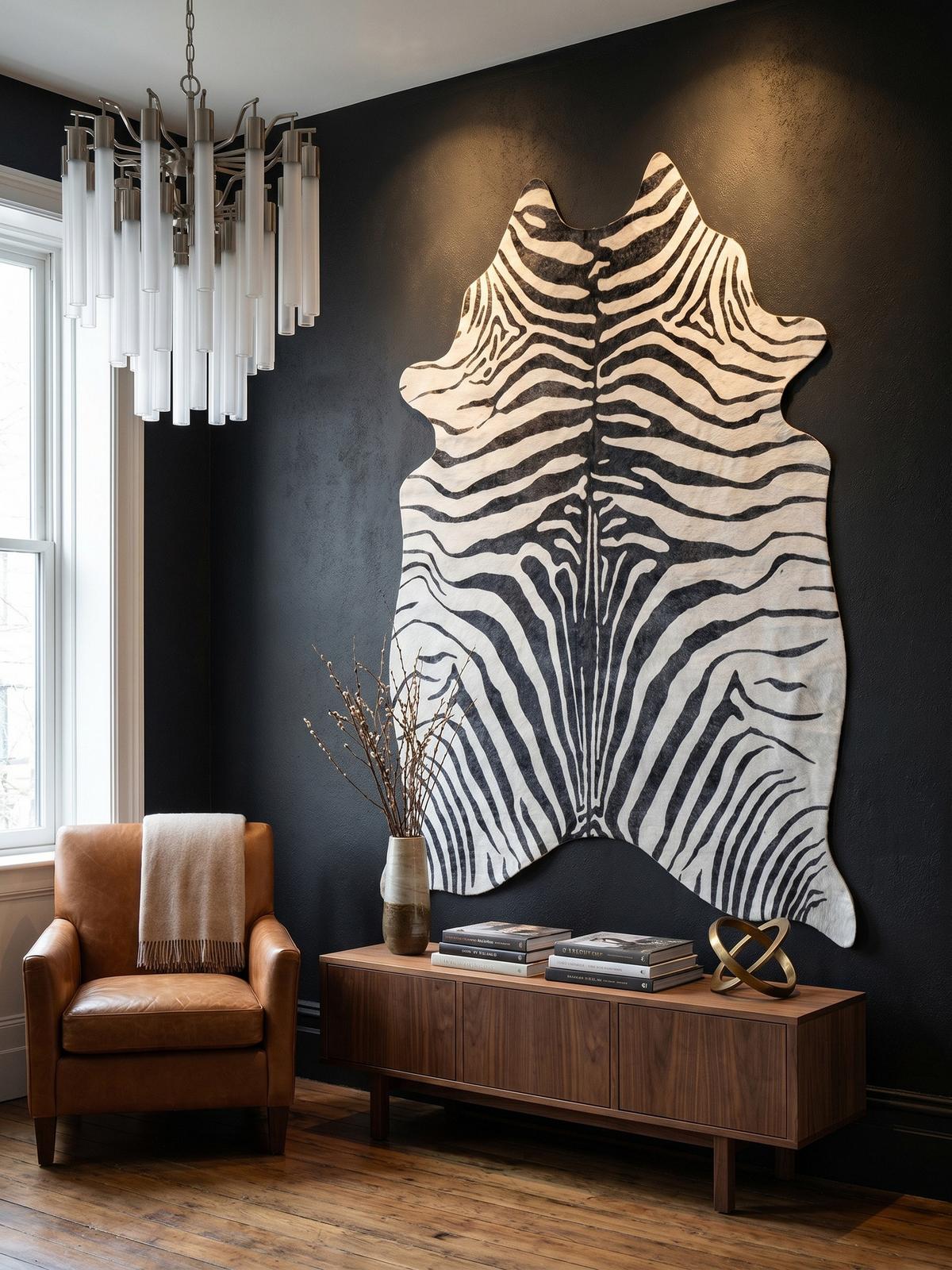 TEPPICH Flachgewebe GASTEIN in Schwarz, in Tigerfell-Optik, 150 x 200 cm - Schwarz, Textil (150/200cm) - KADIMA DESIGN