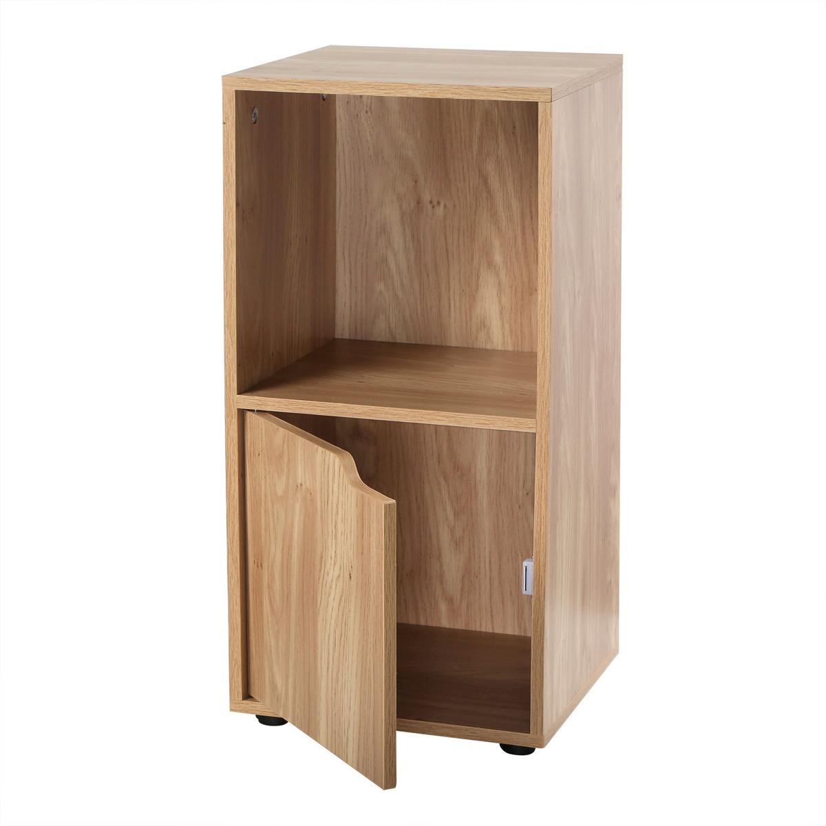 NACHTTISCH mit 2 Fächern im Holzdekor mit 1 Tür 30,7/29/61,6 cm - Eichefarben, Holzwerkstoff (29/61.6/30.7cm) - Calicosy