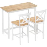 BARTISCH und Barhocker-Set 3tlg. mit Holzoptik - Eichefarben/Weiß, Holz (108/48/91cm) - HOMCOM