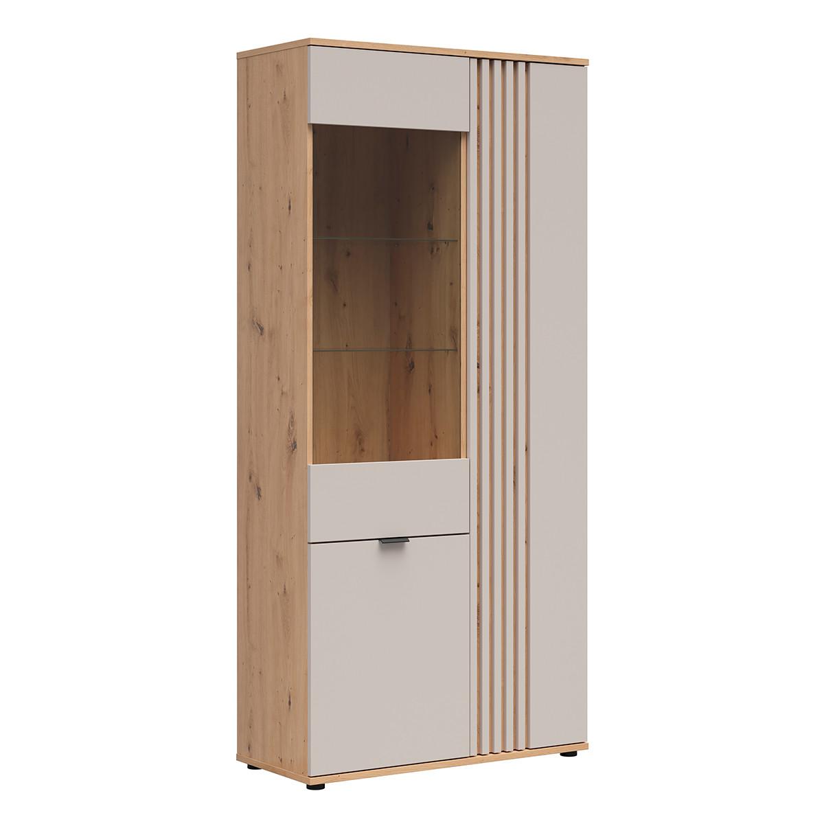 GESCHIRRSCHRANK Ezra Kaschmir und Holz - Beige, Holzwerkstoff (90.5/195.5/40cm) - Petits-meubles
