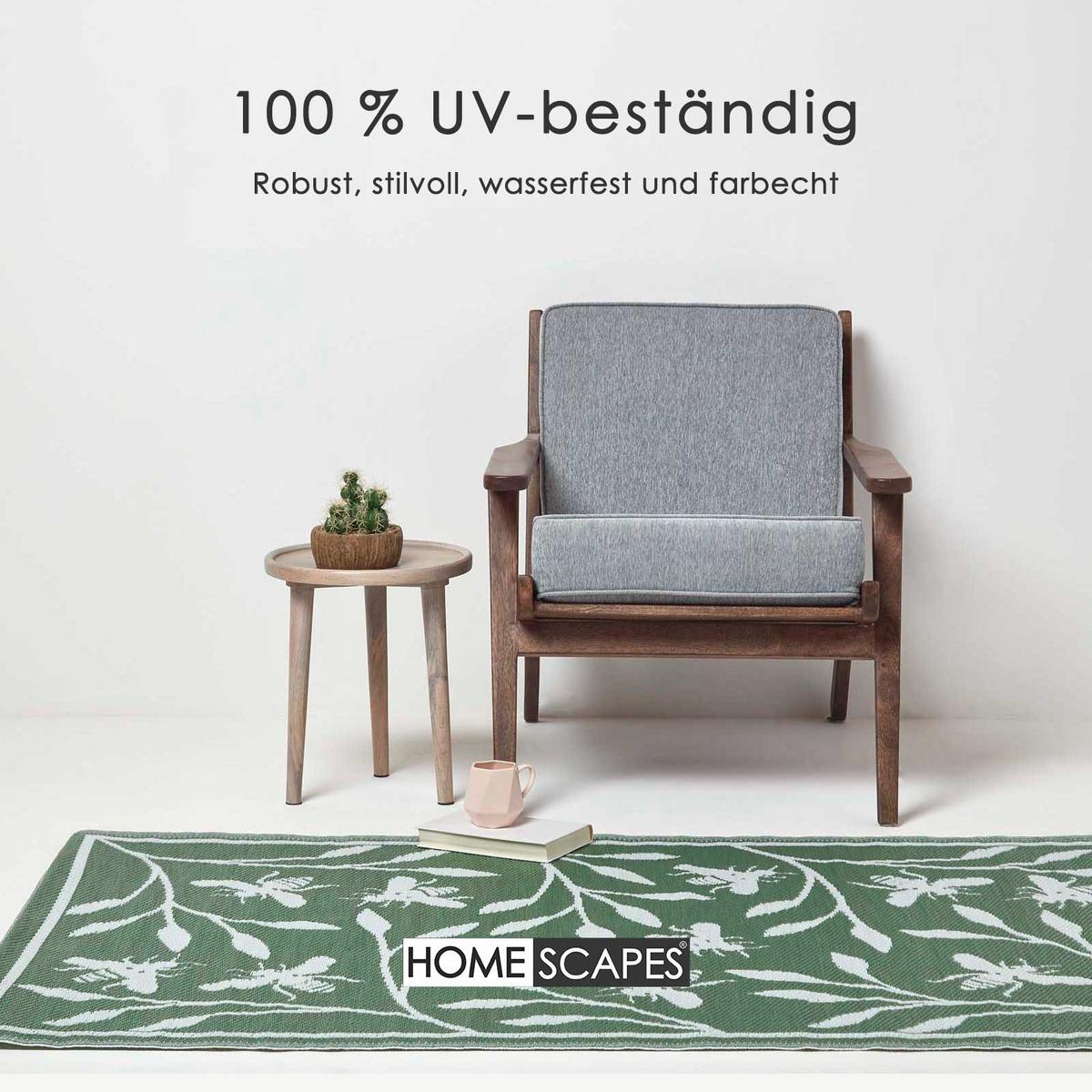 OUTDOORTEPPICH floral, Bienen-Design 122/182 cm - Waldgrün, Kunststoff (122/182cm) - Homescapes