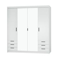 DREHTÜRENSCHRANK ELENORA 176,3/190,5/53cm 4-türig mit Spiegel Weiß - Weiß, Holzwerkstoff (176.3/190.5/53cm) - MASSENO