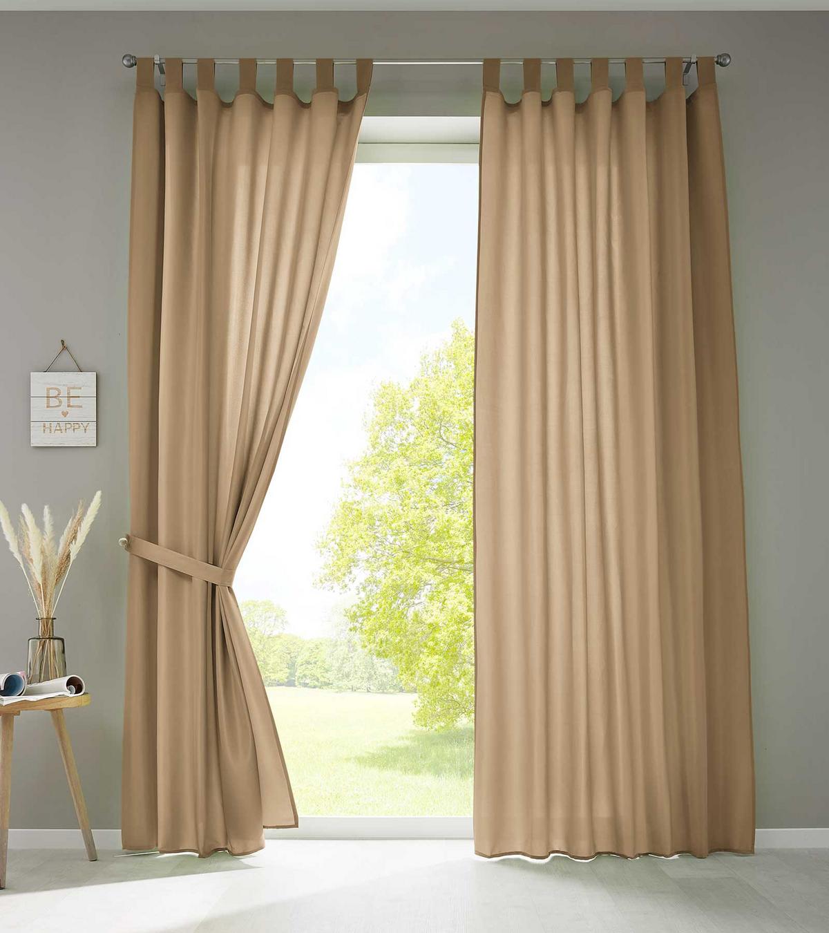 VORHANG 2ER SET POTSDAM HxB 225x140 cm Sand - Sandfarben, Textil (140/225cm) - Gardinenbox