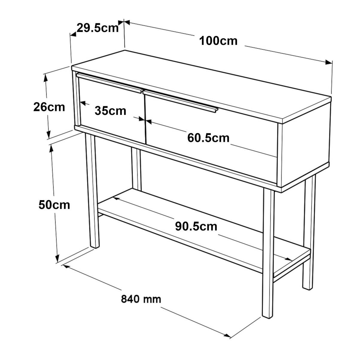 KONSOLENTISCH Vesanto - Eichefarben/Schwarz, Holzwerkstoff/Metall (100/29.5/76cm) - [en.casa]