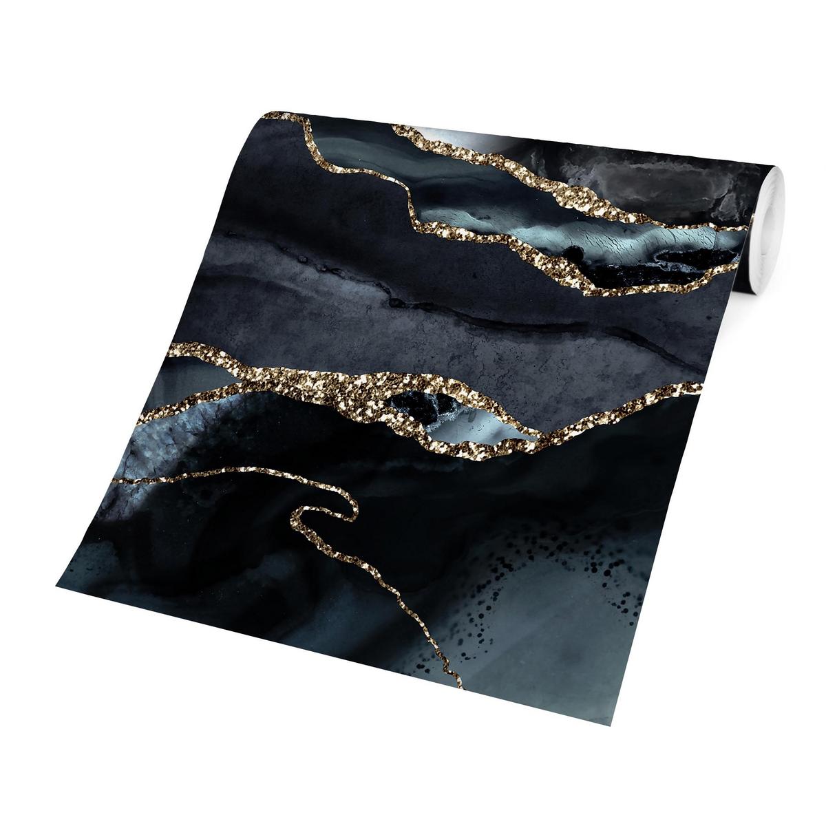 FOTOTAPETE Schwarz mit Glitzer Gold 192/192 cm - Schwarz, Papier (192/192cm) - Bilderwelten