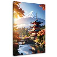 BILDER, Berg Fuji japanische Landschaft Natur - Multicolor, Textil (70/100cm) - Feeby