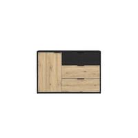 KOMMODE LAMON 125/80/36,5cm mit 3 Schubladen 1 Türen Graphitfarben - Graphitfarben/Eiche Artisan, Holzwerkstoff (125/80/36.5cm) - MASSENO