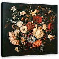 WANDBILD retro vintage blumen - Beige, Textil (50/50cm) - Feeby