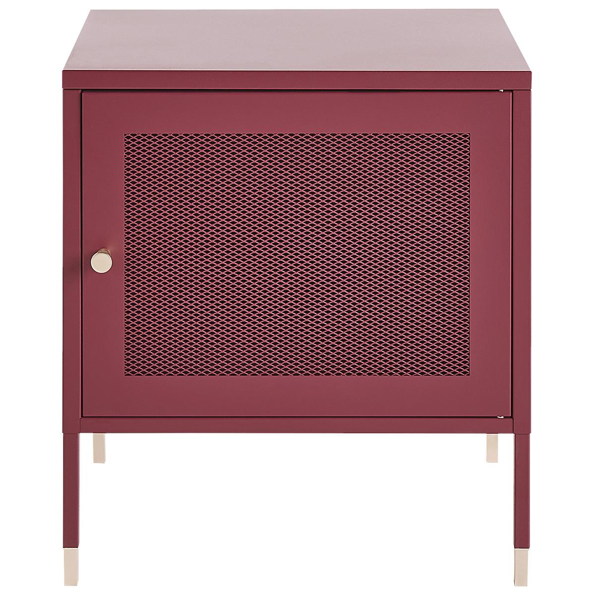 NACHTTISCH Metall dunkelrot 45/35/51 cm Ossett - Rot, Metall (45/51/35cm) - Beliani