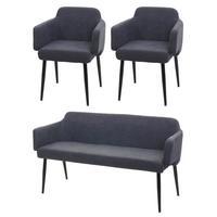 ESSZIMMER-SET Anthrazit 3er-Set - Anthrazit, Textil (133/77/56cm) - MCW