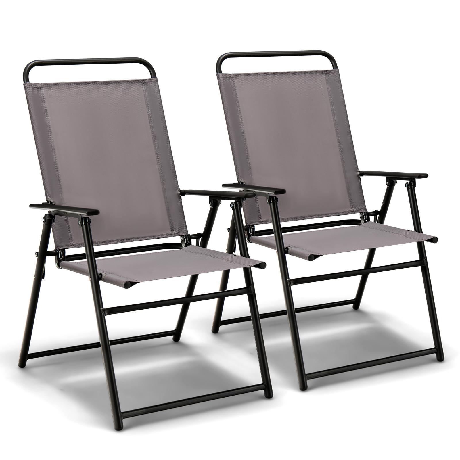 KLAPPSTUHL Grau (2er-Set) - Grau, Metall (59/93/50.5cm) - COSTWAY