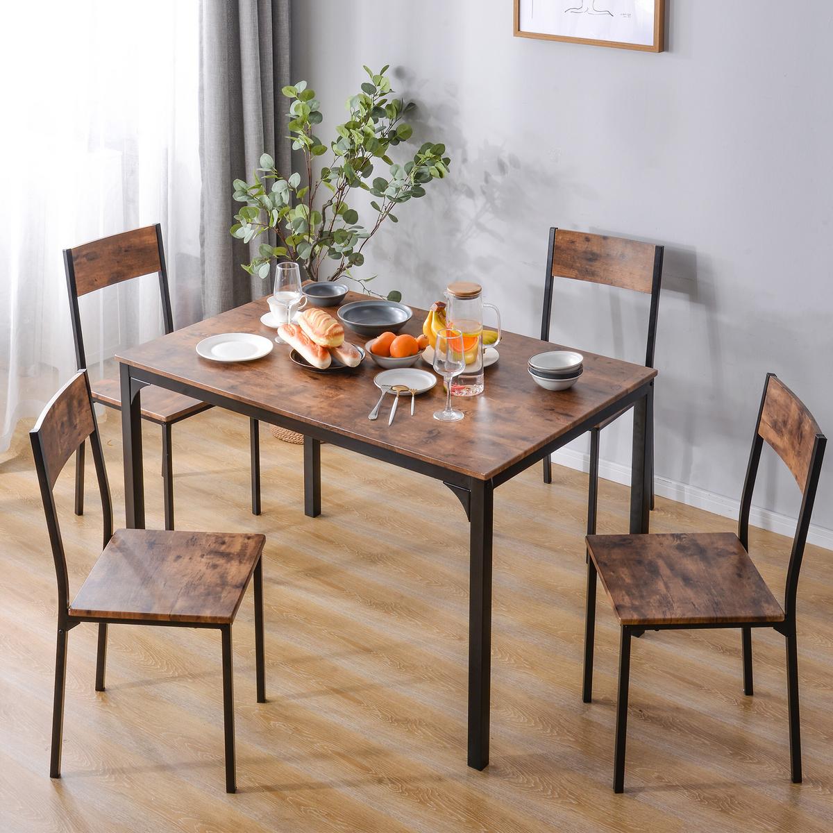 ESSZIMMERGRUPPE in vintagebraun & metall mit 4 stühlen & platzsparendem design - Braun, Holzwerkstoff (108/65/75cm) - Urban Meuble