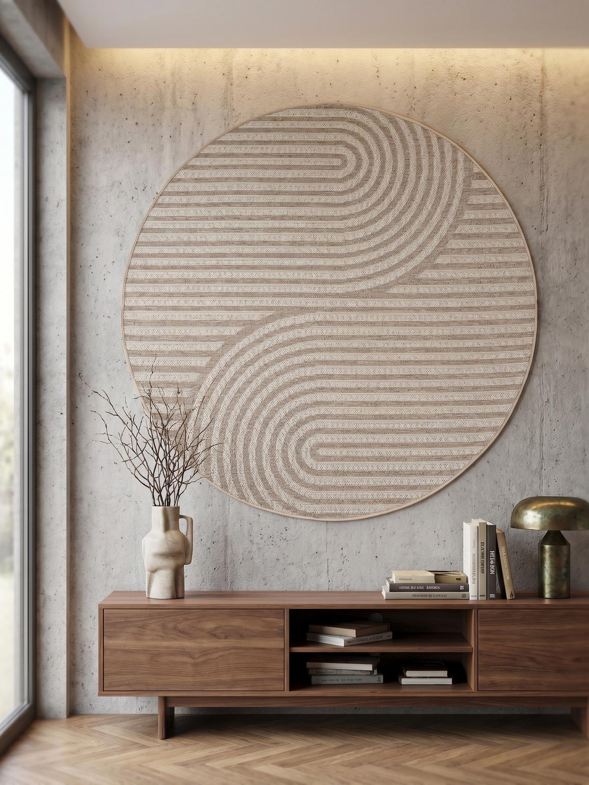 TEPPICH Outdoor VENTOUX in Beige, im Boho-Stil, Ø 80 cm - Beige, Textil (80/80cm) - KADIMA DESIGN