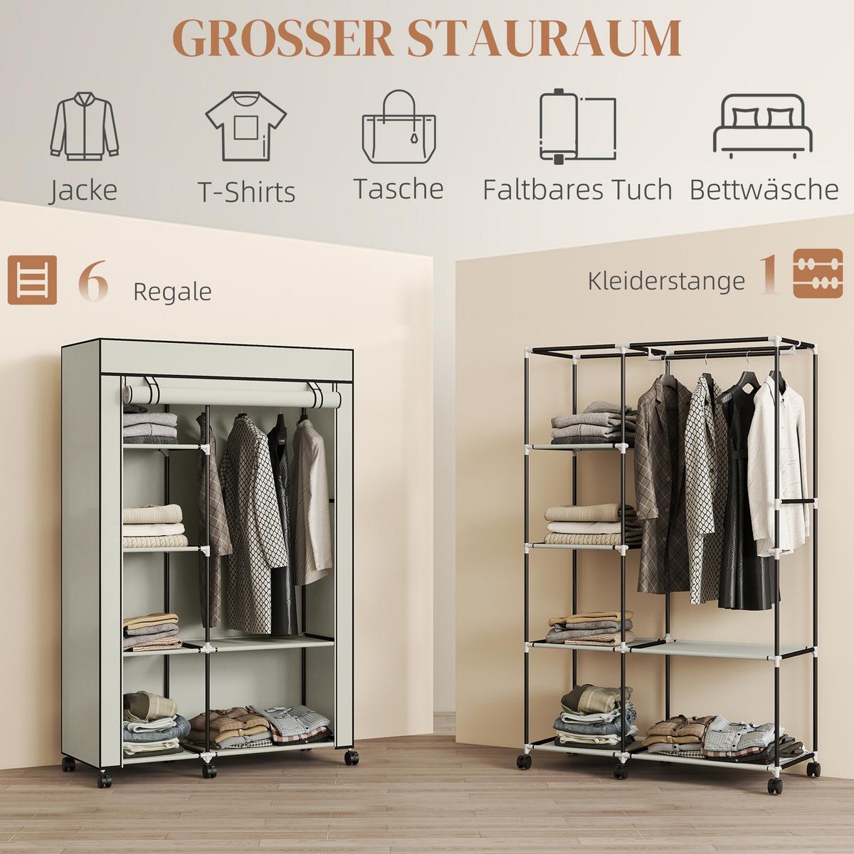 KLEIDERSCHRANK Stoffschrank Creme - Creme, Metall (43/162.5/103cm) - HOMCOM