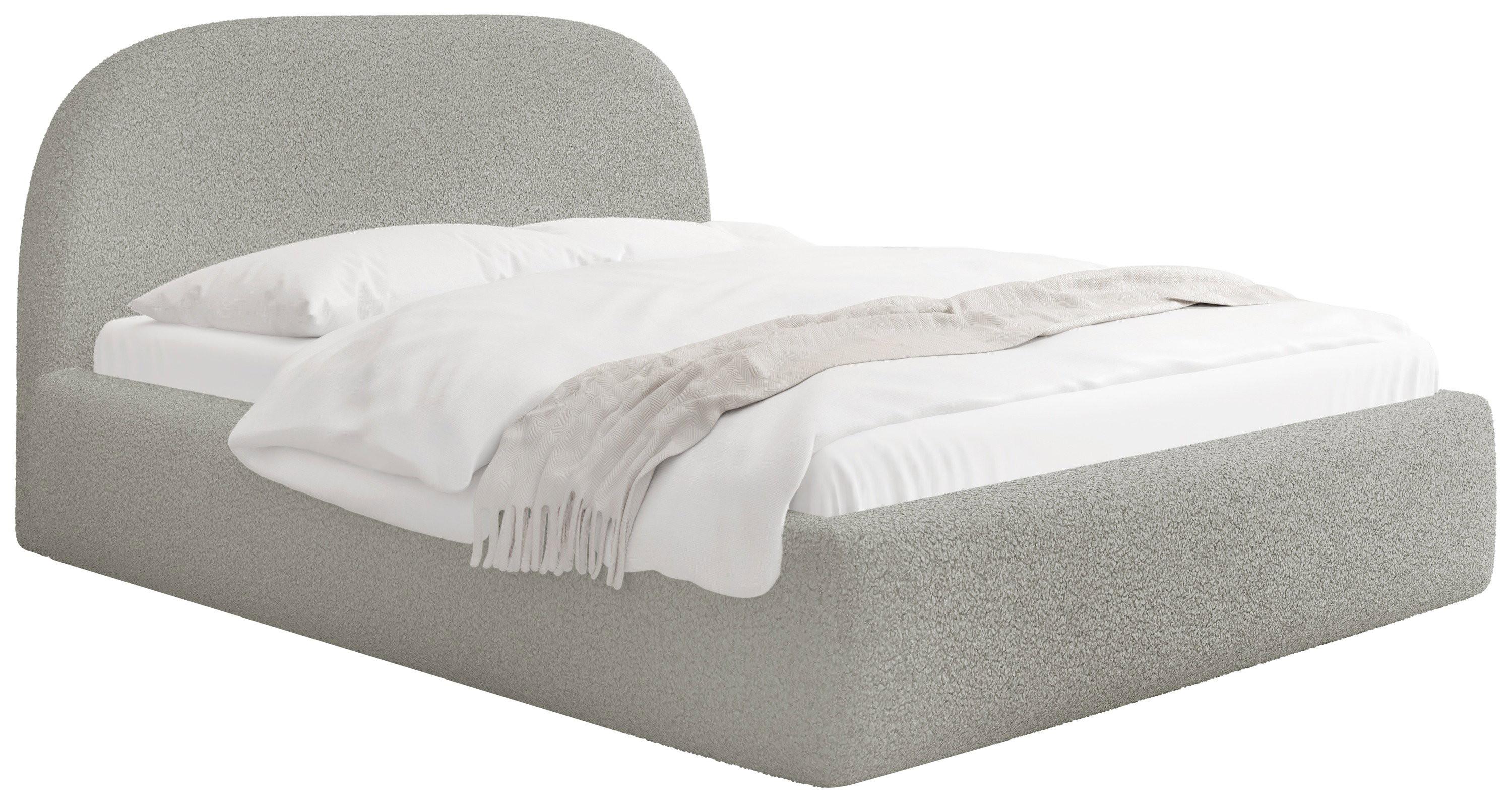 POLSTERBETT Puro mit Bettkasten, Hellgrau Boucle 180 x 200 cm – mit Metall-Lattenrost - Birkefarben/Hellgrau, Holzwerkstoff/Kunststoff (180/200cm) - WFL GROUP