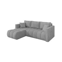 ECKSOFA mit Schlaffunktion Ottomane Links GARD-L 226x146x85 Grau Cord - Schwarz/Grau, Holzwerkstoff/Kunststoff (226/146cm) - ALTDECOR