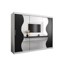 SCHWEBETÜRENSCHRANK 200/250/62 3-türig - Silberfarben/Schwarz, Holz/Kunststoff (250/200/62cm) - MÖBEL KRYSPOL