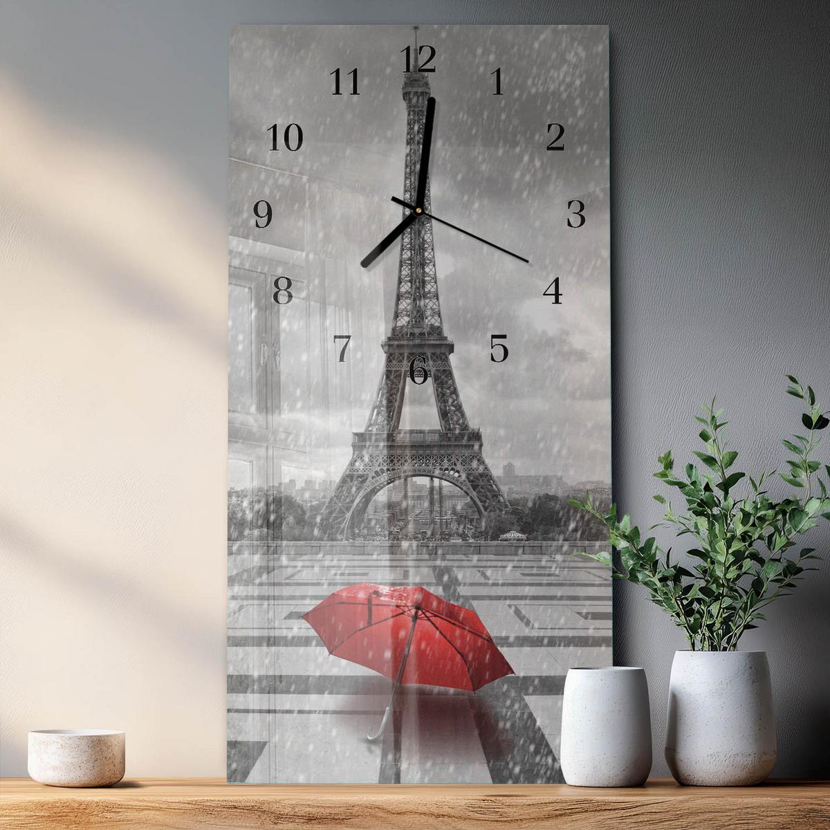 WANDUHR aus Glas 30x60 cm - Eiffelturm - Multicolor, Glas (30/60/0.4cm) - TULUP