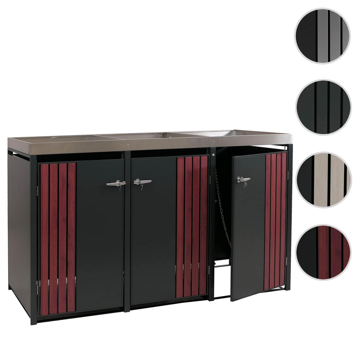 3ER-MÜLLTONNENVERKLEIDUNG Anthrazit, Dunkelbraun - Anthrazit/Dunkelbraun, Metall (196/125/84cm) - MCW