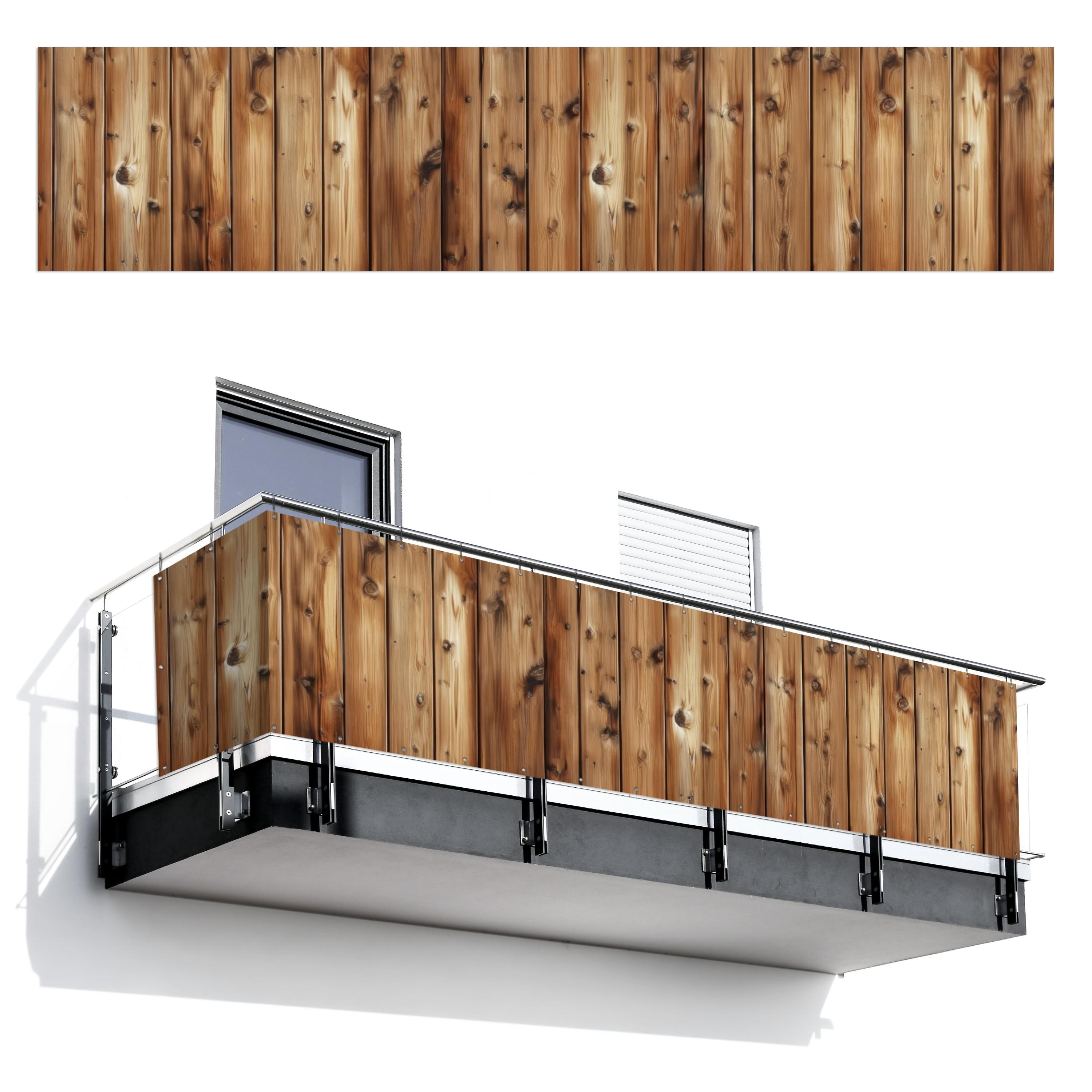 BALKON-SICHTSCHUTZ Holz - Regale - Braun Deko XXL 500x110 cm - Buchefarben, Kunststoff (500/110cm) - MuchoWow