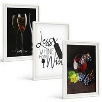 BILDER SET 3er Set - 40x60 cm Weißer Rahmen - Weingläser mit Trauben und Inschrift - Weiß, Kunststoff (40/60cm) - TULUP
