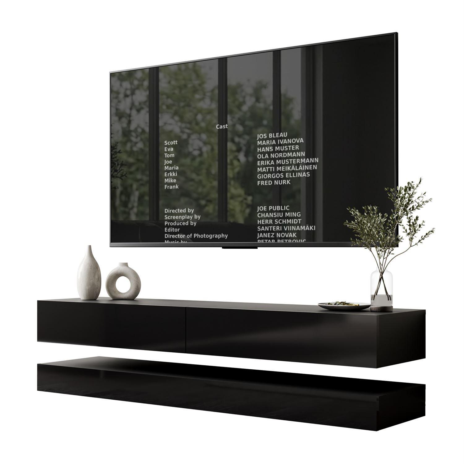 TV-SCHRANK SKY 140 cm, Schwarz hochglanz - Schwarz, Holzwerkstoff (140/25/34cm) - Lookway