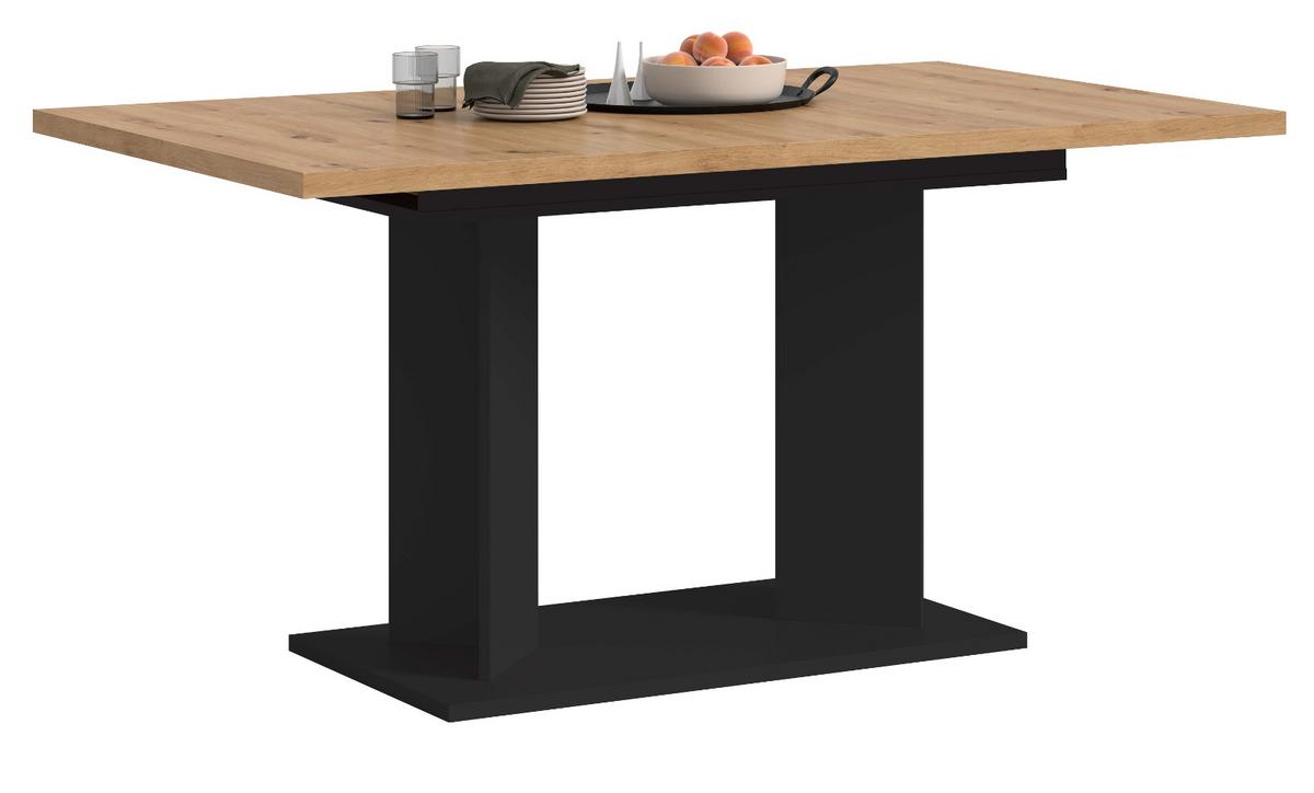 ESSTISCH Eiche Artisan, schwarz 150 - 190 x 90 cm, Küchentisch ausziehbar - Schwarz/Eiche Artisan, Holzwerkstoff (90/150/76cm) - Inn.Furn