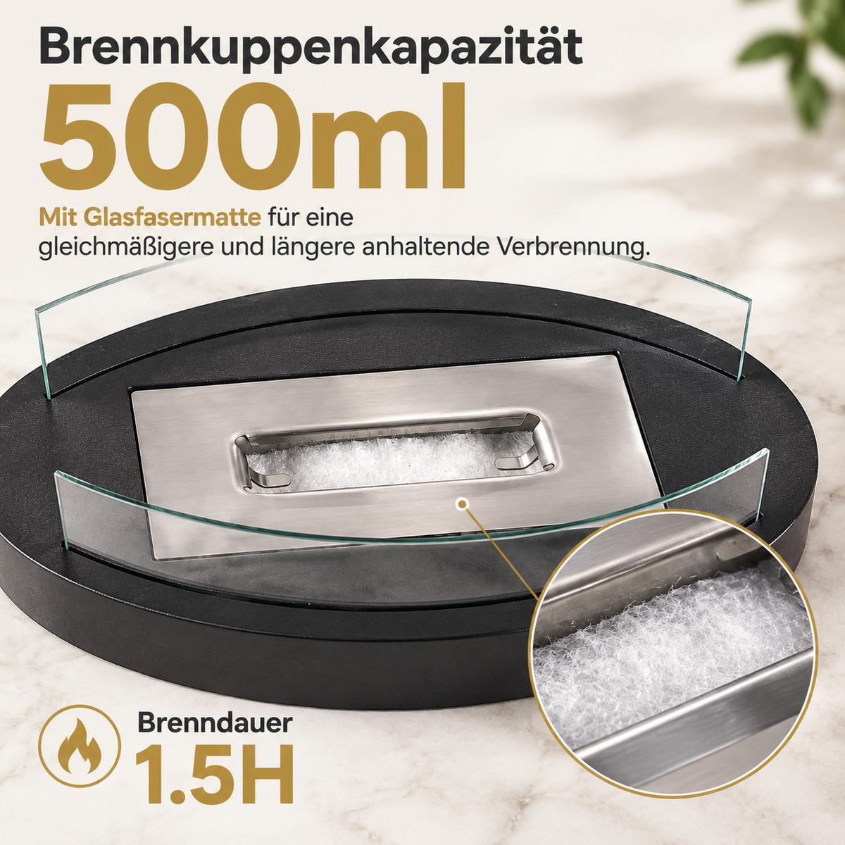TISCHKAMIN Jyxnal 34.7/19.7/13.6 cm - Schwarz, Glas/Metall (19.7/13.6/34.7cm) - ZMH