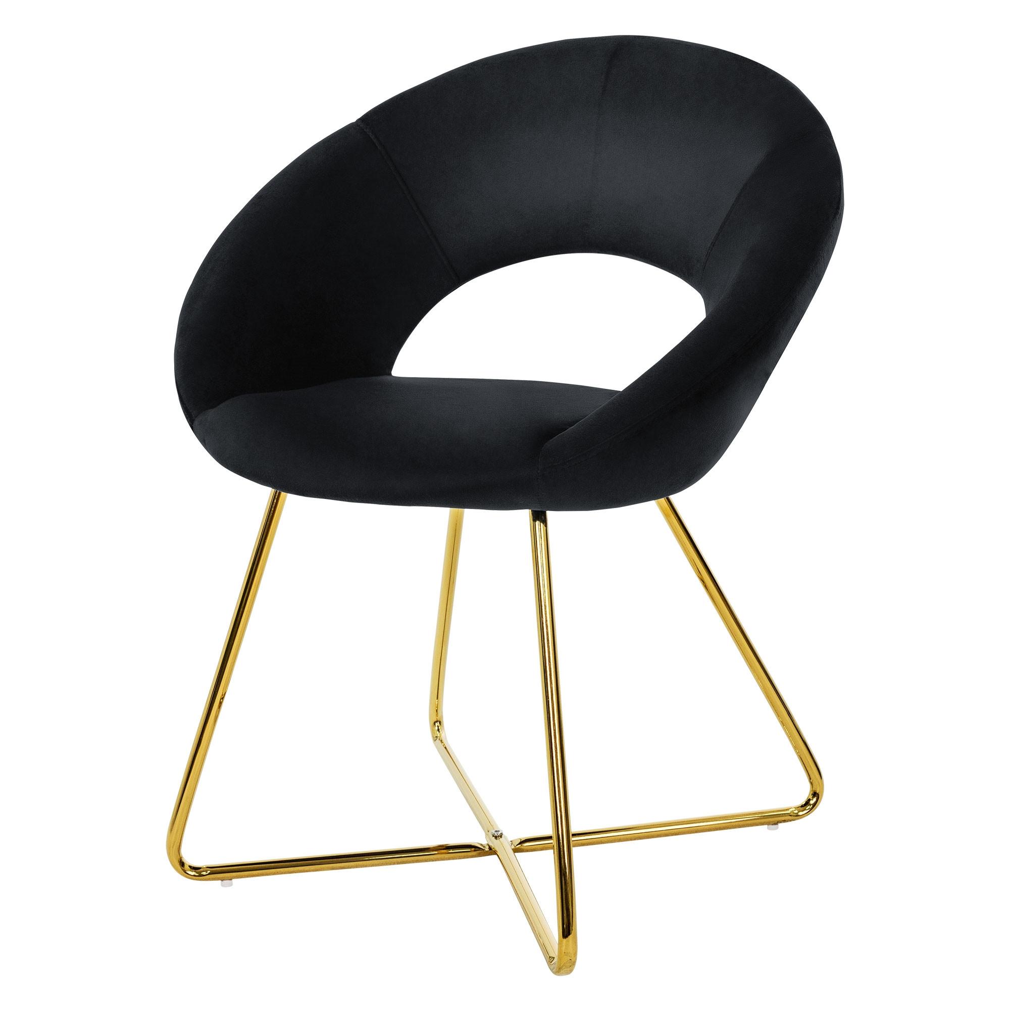 ESSZIMMERSTUHL Schwarz Samt - Goldfarben/Schwarz, Metall (53/77/64cm) - ML-DESIGN