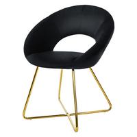ESSZIMMERSTUHL Schwarz Samt - Goldfarben/Schwarz, Metall (53/77/64cm) - ML-DESIGN
