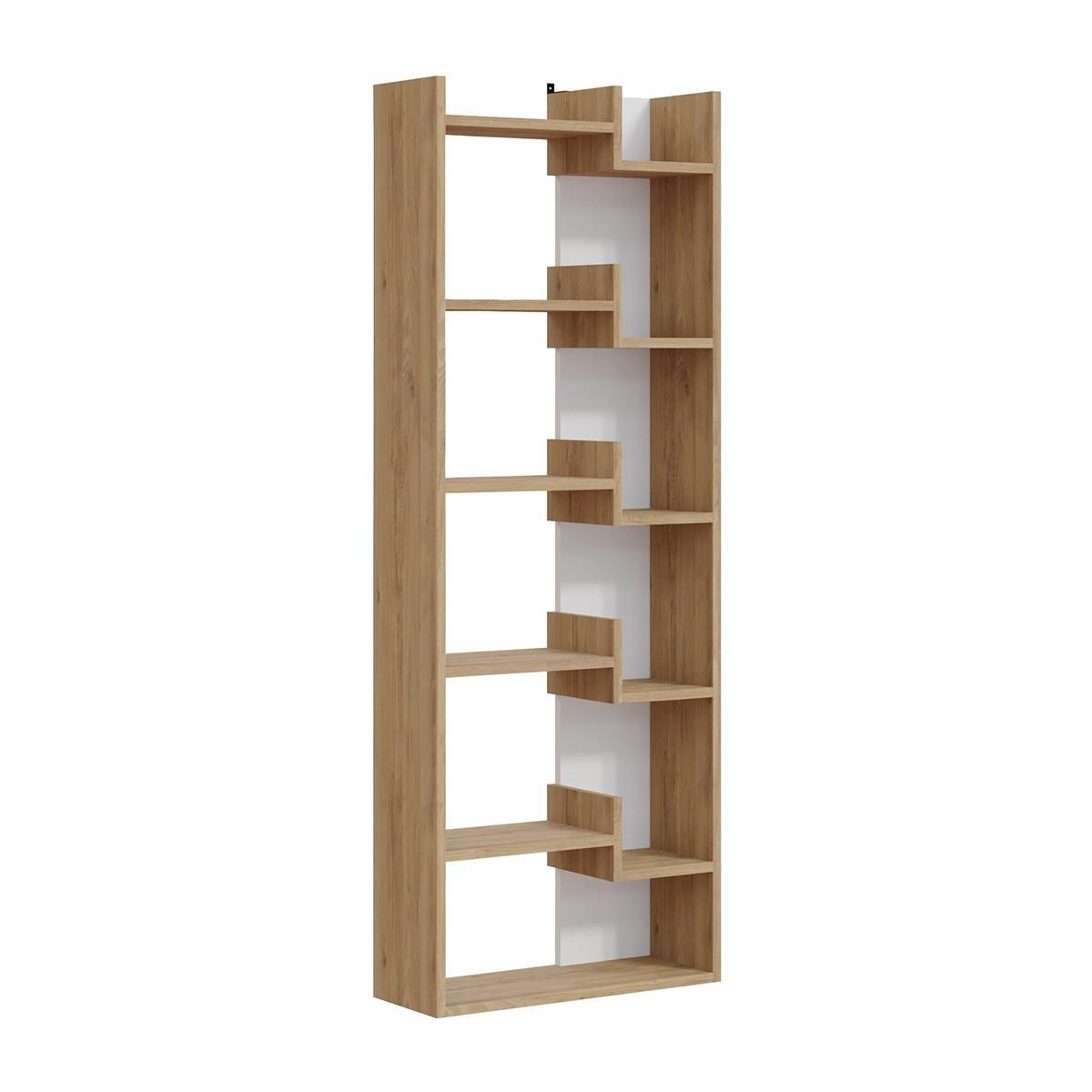 BÜCHRREGAL mit 5 Regalen - Klapo - 60/22/162 cm - Weiß/Eiche Artisan, Holzwerkstoff (22/162.4/15.5cm) - Calicosy