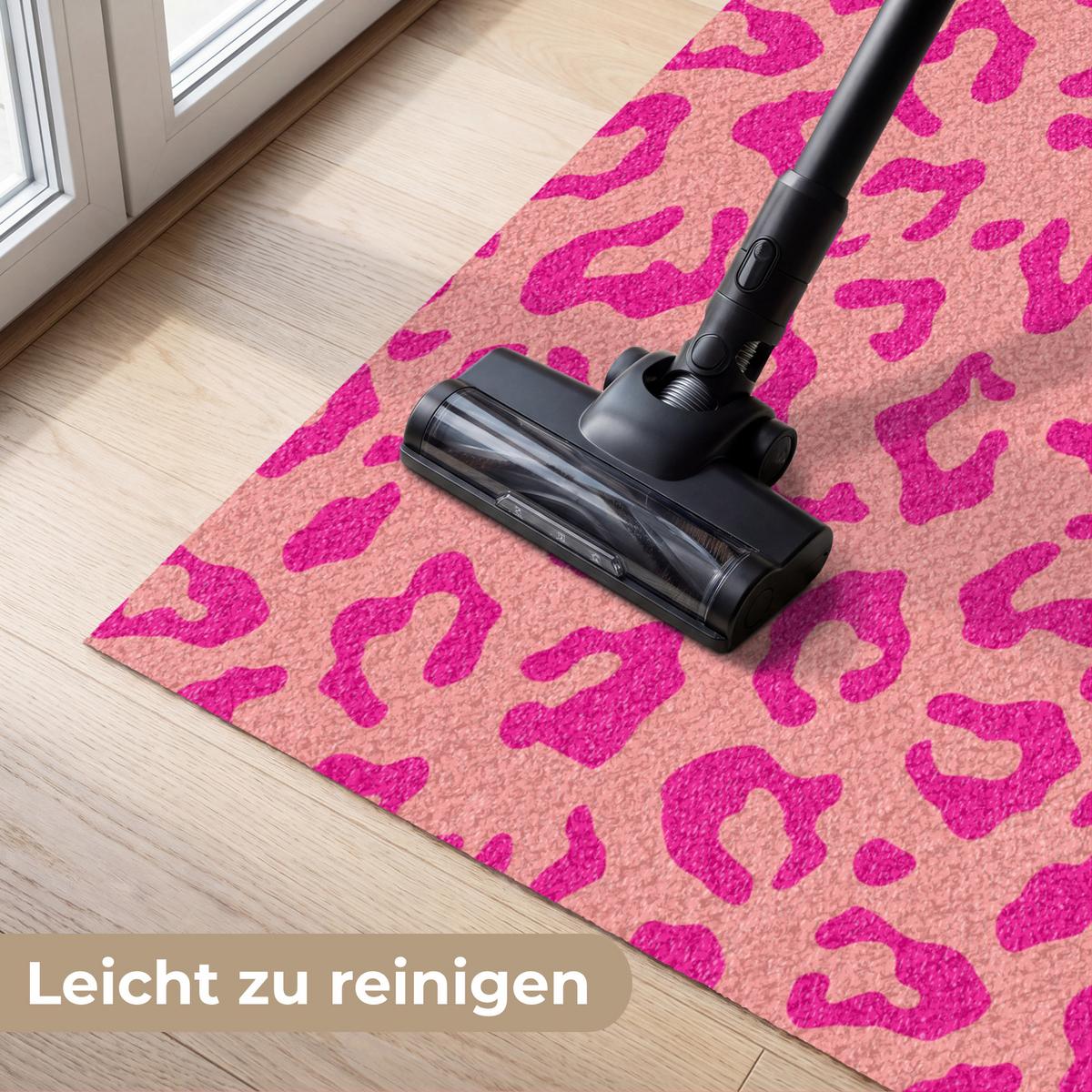 FUSSMATTE Pantherdruck - Rosa - Tierdruck - Minimalistisch Sauberlaufmatte 150x90 cm - Pink, Kunststoff (150/90cm) - MuchoWow