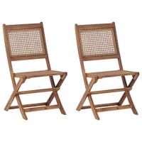GARTENSTUHL 2er-Set Heller Holzfarbton Paraggi - Hellbraun, Holz (51/90/60cm) - Beliani