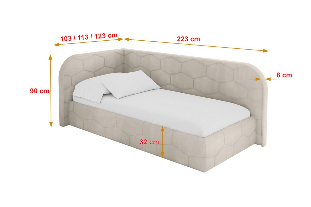 EINZELLBETT Jugendbett mit Bettkasten und Matratze H3/H4, Rechts - JAXY 80x200 Beige - Sandfarben, Holzwerkstoff/Textil (80/200cm) - ALTDECOR