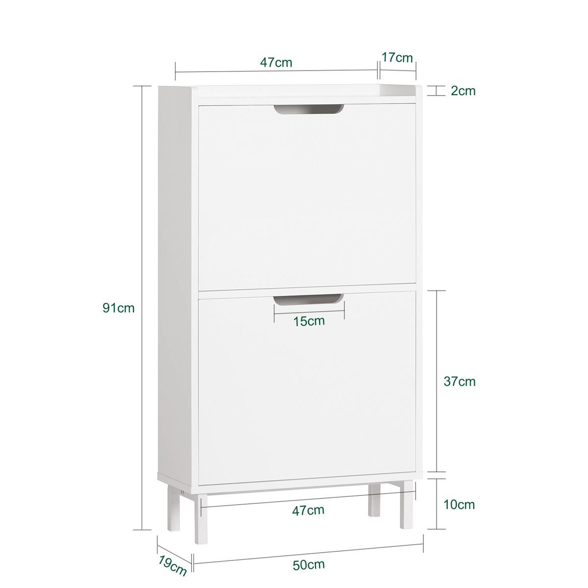 SCHUHSCHRANK Weiß - Weiß, Holzwerkstoff/Metall (50/91/19cm) - SoBuy