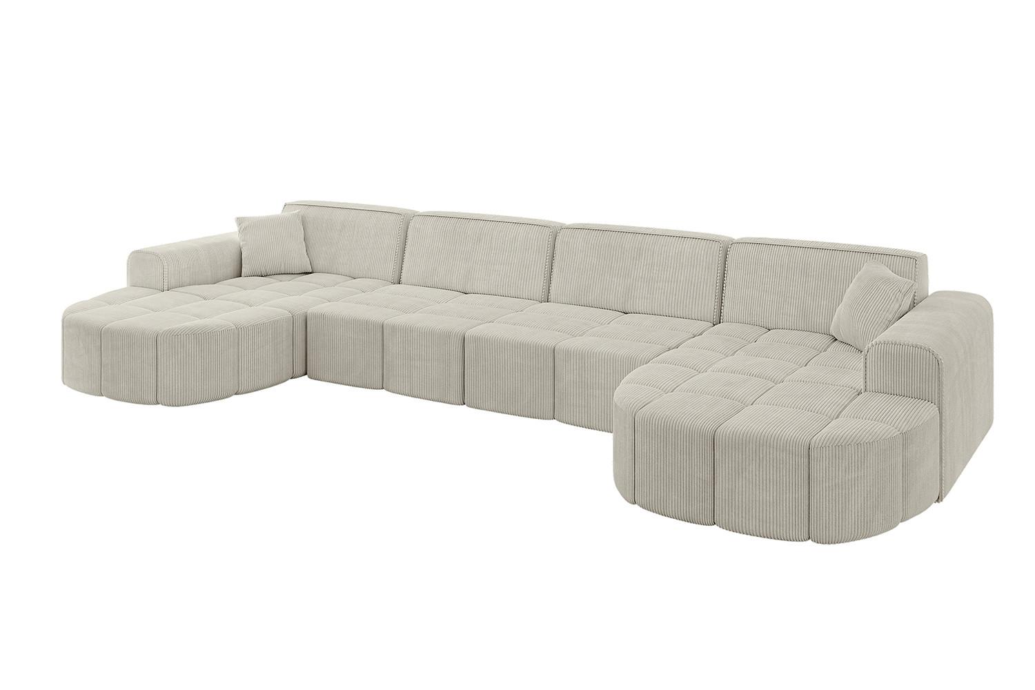 WOHNLANDSCHAFT LIVO-U2 - 400x173x79,5 cm Creme - Hellgrau/Creme, Holzwerkstoff/Textil (400/79/173cm) - ALTDECOR