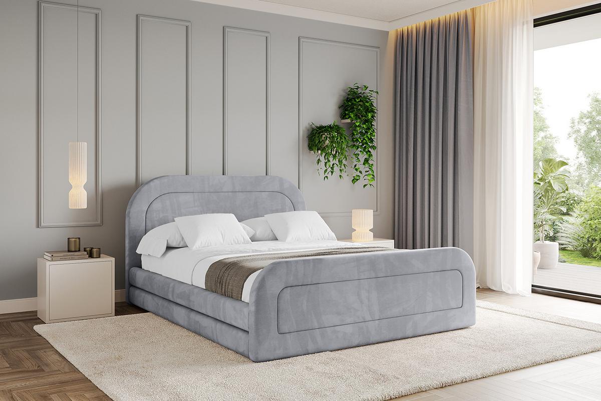 POLSTERBETT mit Bettkasten, Fußteil und Lattenrost, Boxbett ohne Matratze - LERIS-Z 180x200 Hellgrau - Hellgrau, Holzwerkstoff/Textil (180/200cm) - ALTDECOR
