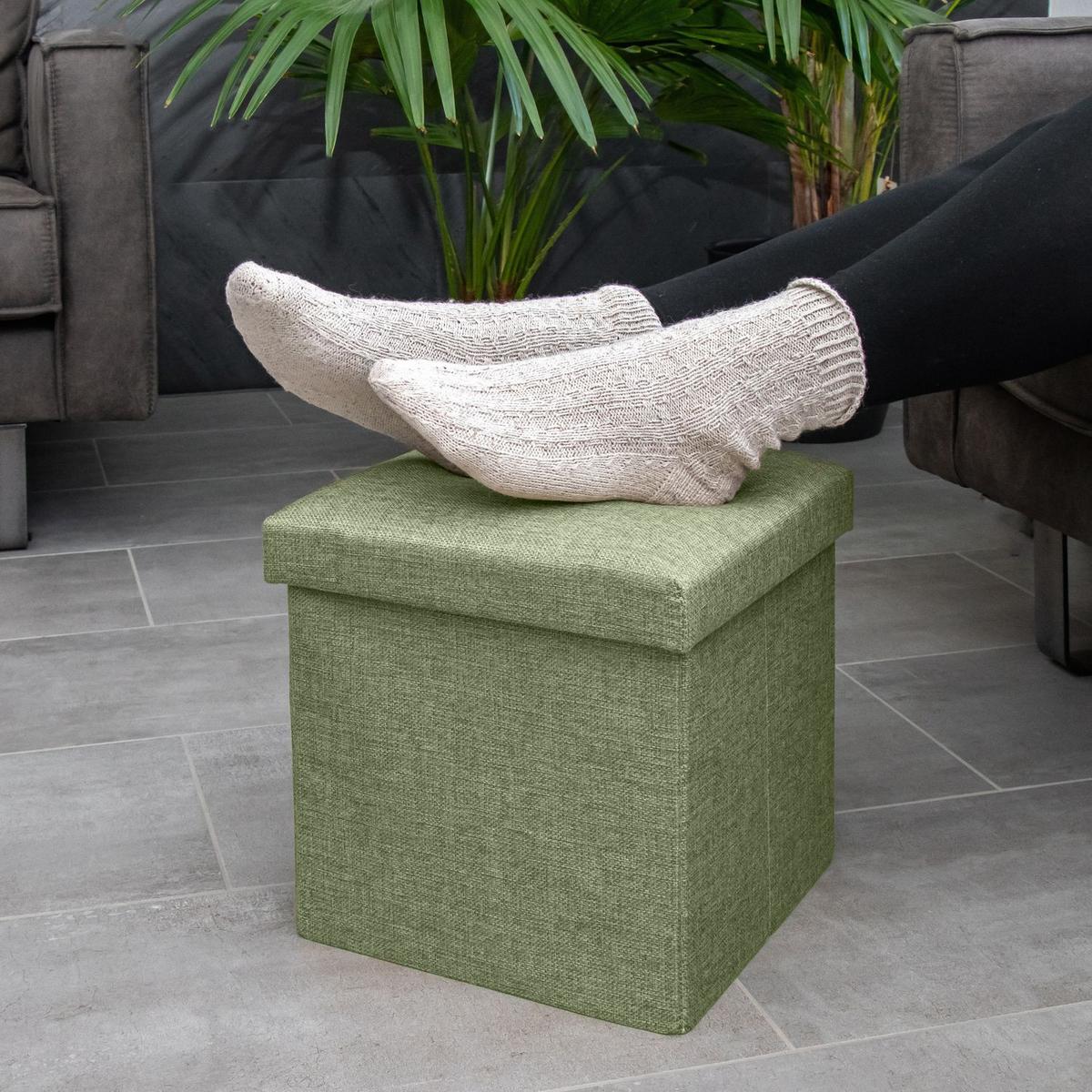 SITZHOCKER Faltbar 30/30/30 cm (Grün) - Grün, Textil (30/30/30cm) - Intirilife