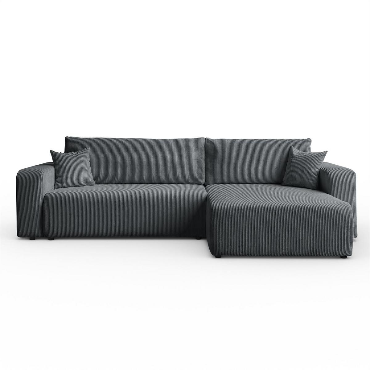 ECKSOFA Gepolstertes PRESTIGE XL mit Schlaffunktion und Bettkasten, Poso 34 - Dunkelgrau, Textil (277/143cm) - Lookway