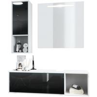 BADMÖBELSET La Costa Fronten in Schwarz Hochglanz - Schwarz Hochglanz, Holzwerkstoff (126.5/190/46cm) - Vladon
