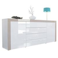 SIDEBOARD La Paz Weiß Hochglanz / Sandgrau Hochglanz - Beige, Holzwerkstoff (167/72/35cm) - Vladon