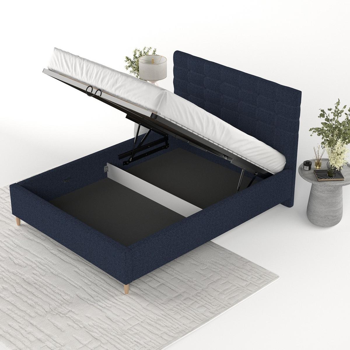 POLSTERBETT Soma 160/200 cm Marineblau im Riva Stoff - Naturfarben/Dunkelblau, Holz/Holzwerkstoff (160/200cm) - AltaBeds