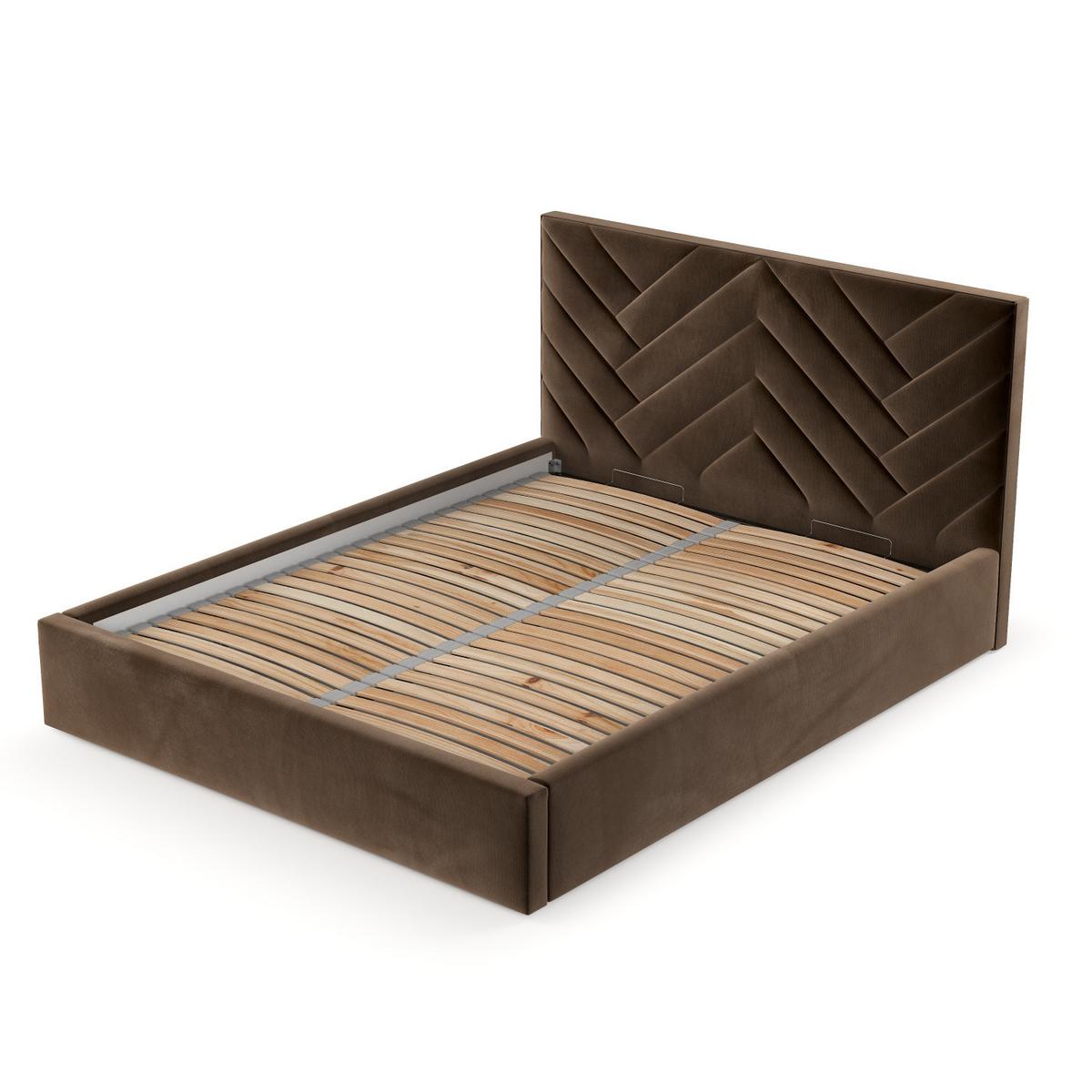 POLSTERBETT Arco 140/200 cm Braun im Kronos Stoff - Schwarz/Naturfarben, Holz/Holzwerkstoff (140/200cm) - AltaBeds