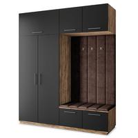 GARDEROBENSCHRANK REMA 200/240/60 cm Modern Garderobe-Set Eiche Lefkas - Eichefarben/Schwarz, Holzwerkstoff (200/240/60cm) - MASSENO