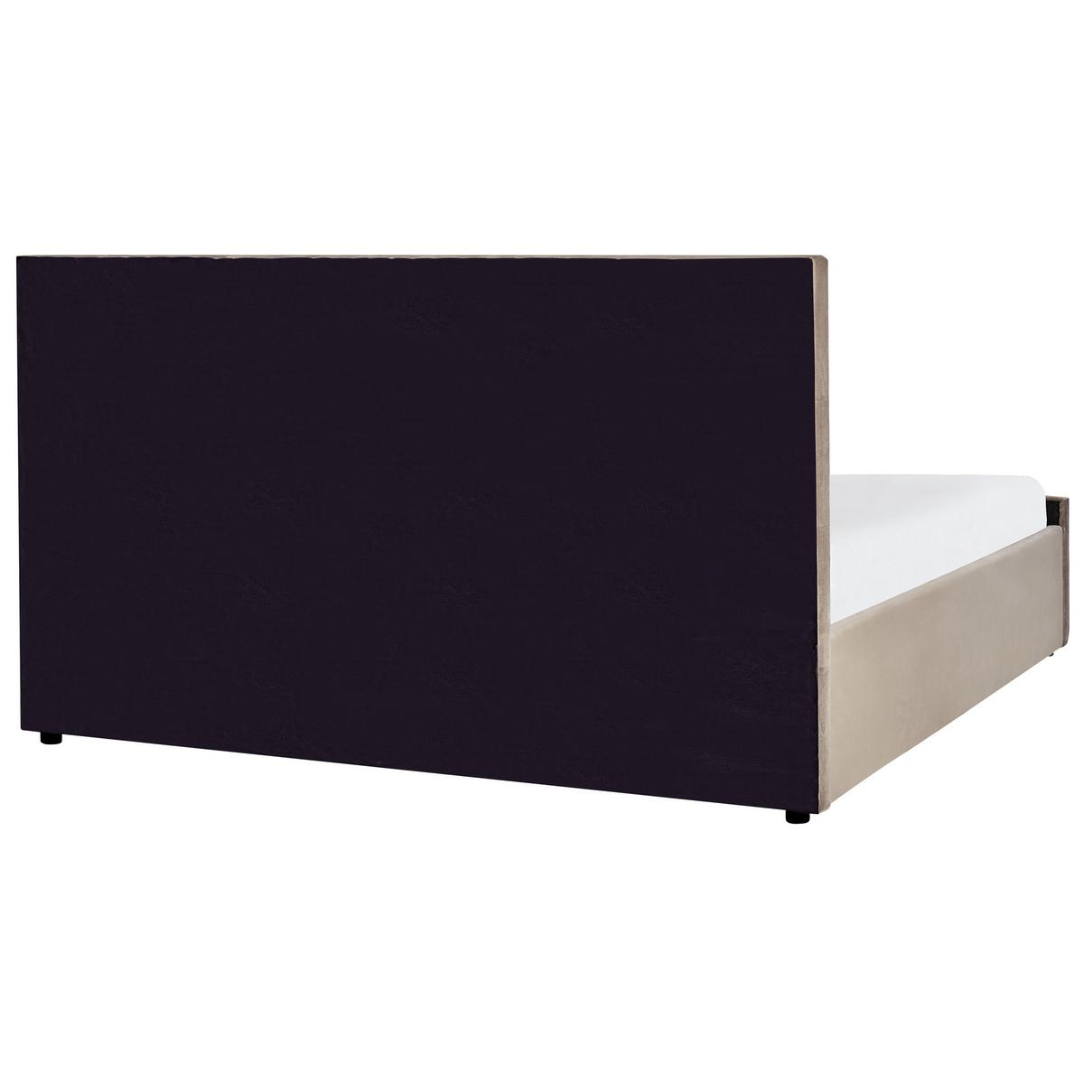 BETT mit Stauraum 180/200 cm Samtstoff Taupe Amiens - Taupe, Textil (180/200cm) - Beliani